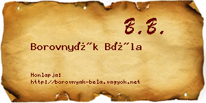 Borovnyák Béla névjegykártya